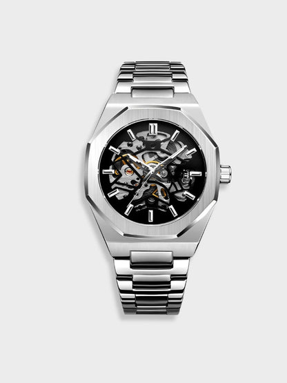 Montre chronographe en cuir, vue de face