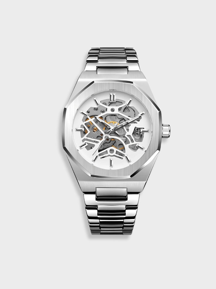 Montre chronographe en cuir, vue de dessus