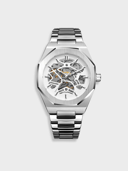 Montre chronographe en cuir, vue de dessus