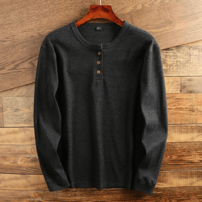Chemise Henley pour homme avec texture waffle, détail de la manche