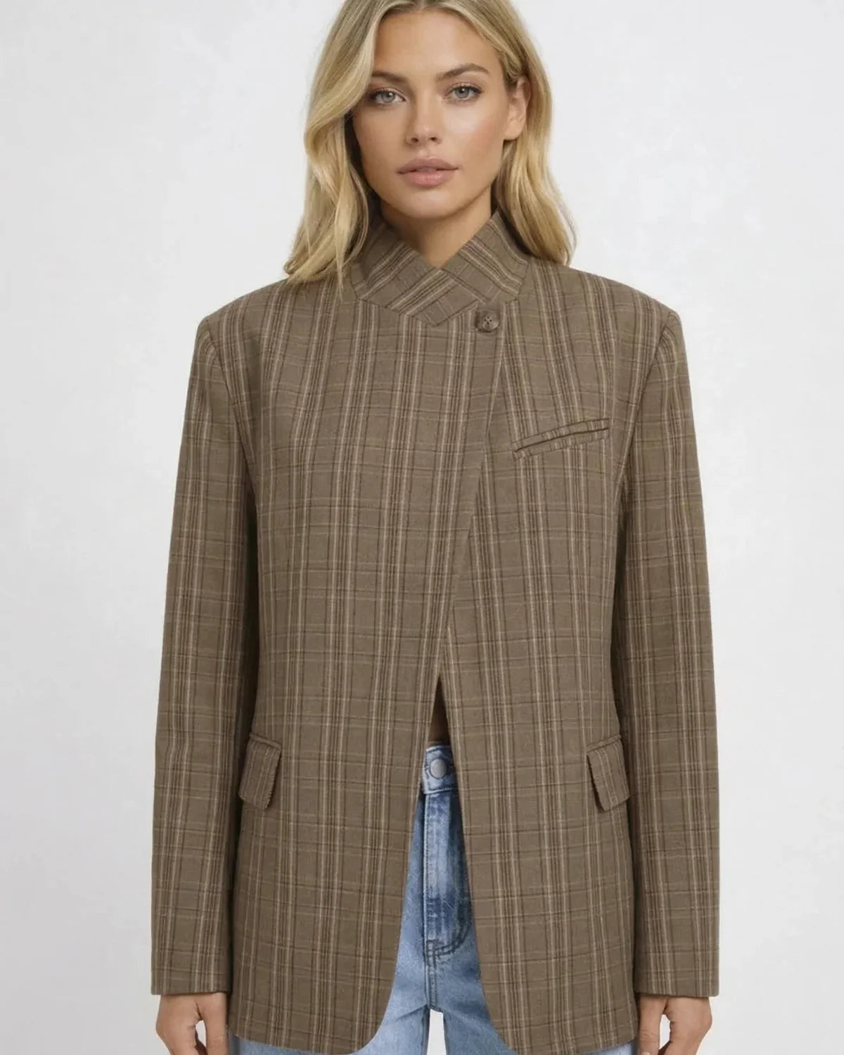 Blazer femme à carreaux, vue de face