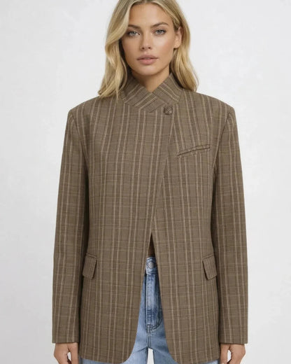 Blazer femme à carreaux, vue de face
