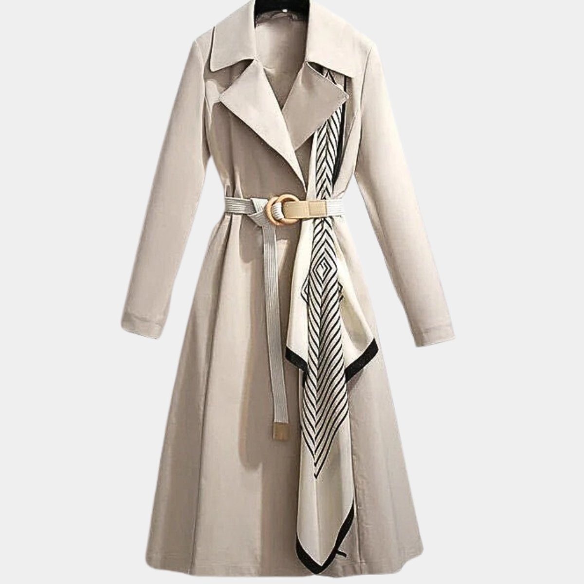 manteau trench élégant pour femme, détail du col