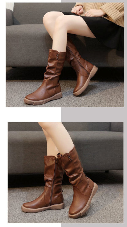 bottes mi-mollet noires avec fermeture éclair, vue arrière