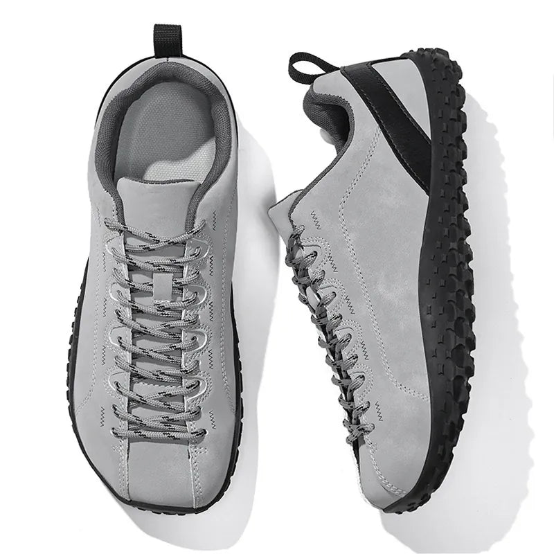 chaussures de marche à largeur confortable en simili-cuir, détail du support d'arche