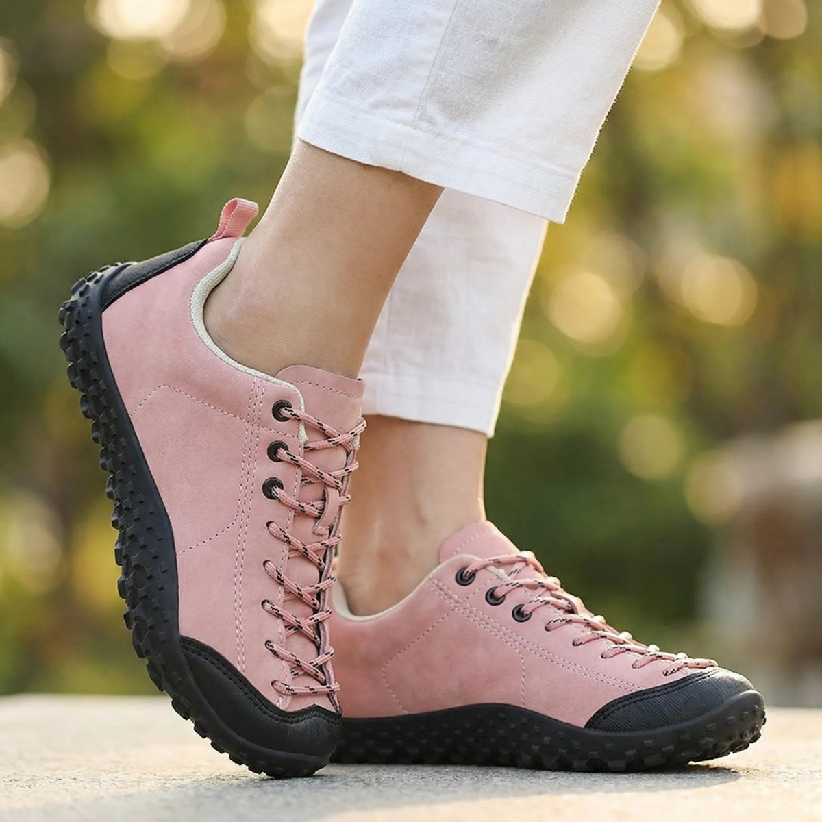 Chaussures de marche à largeur confortable en simili-cuir avec support d'arche
