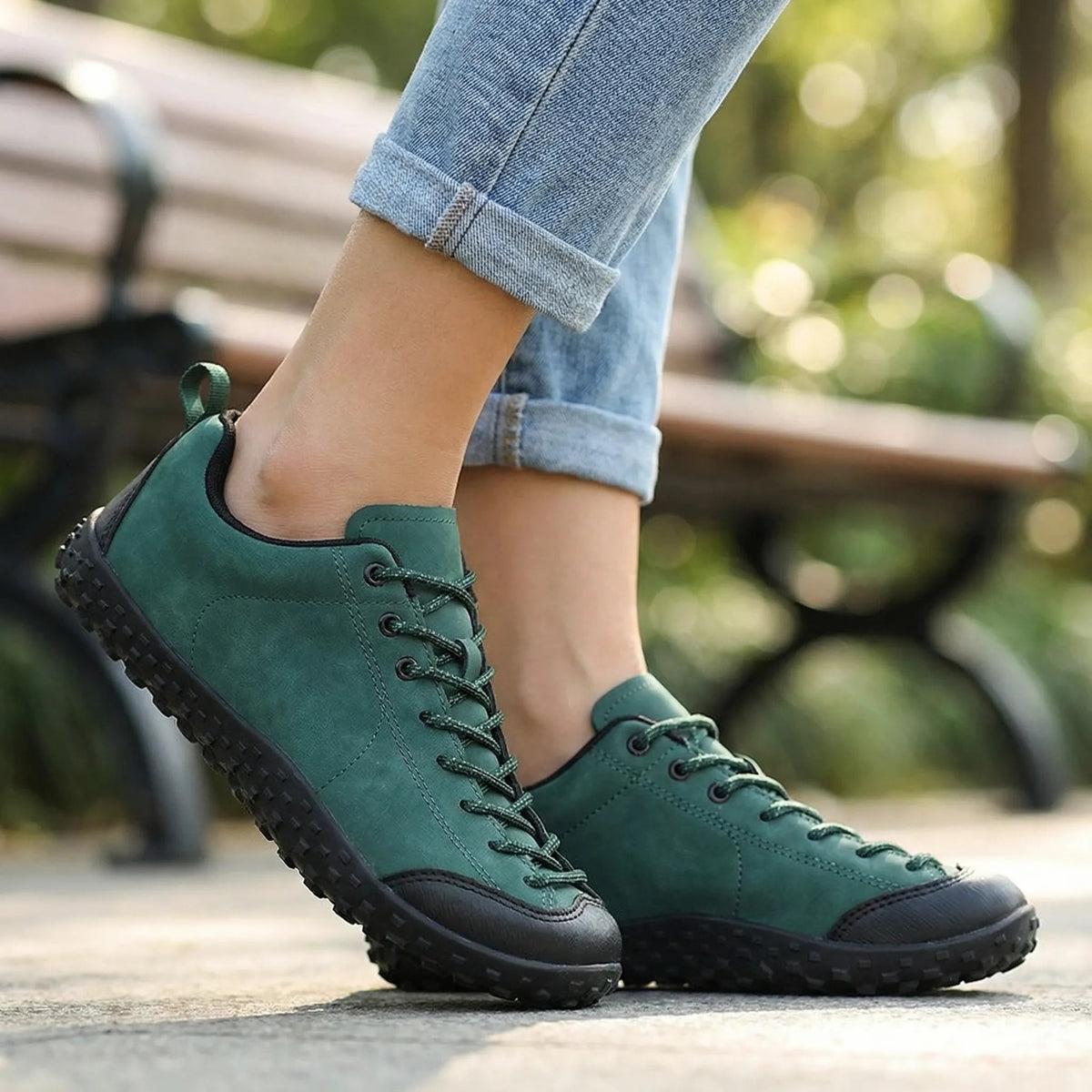 Chaussures de marche à largeur confortable en simili-cuir avec support d'arche