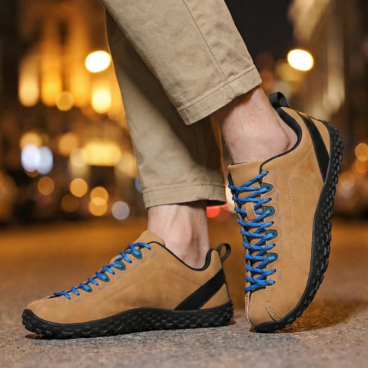 Chaussures de marche à largeur confortable en simili-cuir avec support d'arche