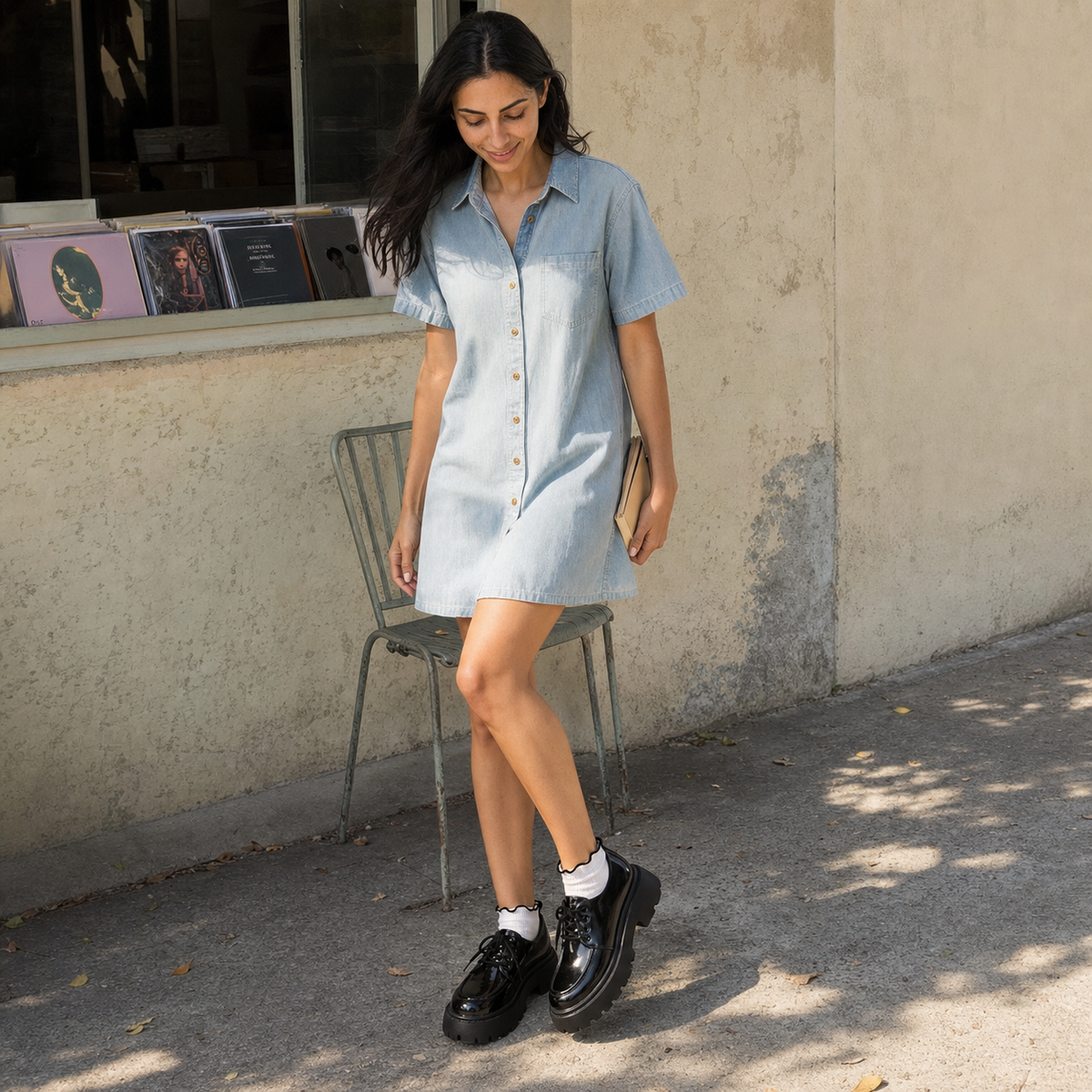 Chaussures platesformes noires pour femmes, détail de la tige
