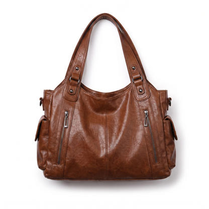Sac à épaule en cuir faux, détail de la sangle détachable