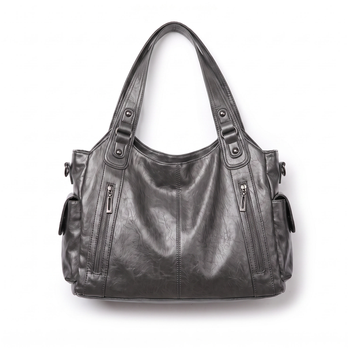 Sac à épaule en cuir faux, vue de la poche glissière