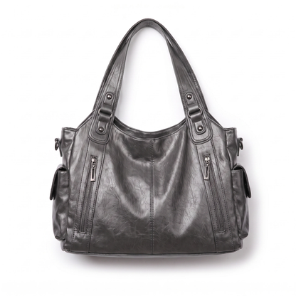Sac à épaule en cuir faux, vue de la poche glissière