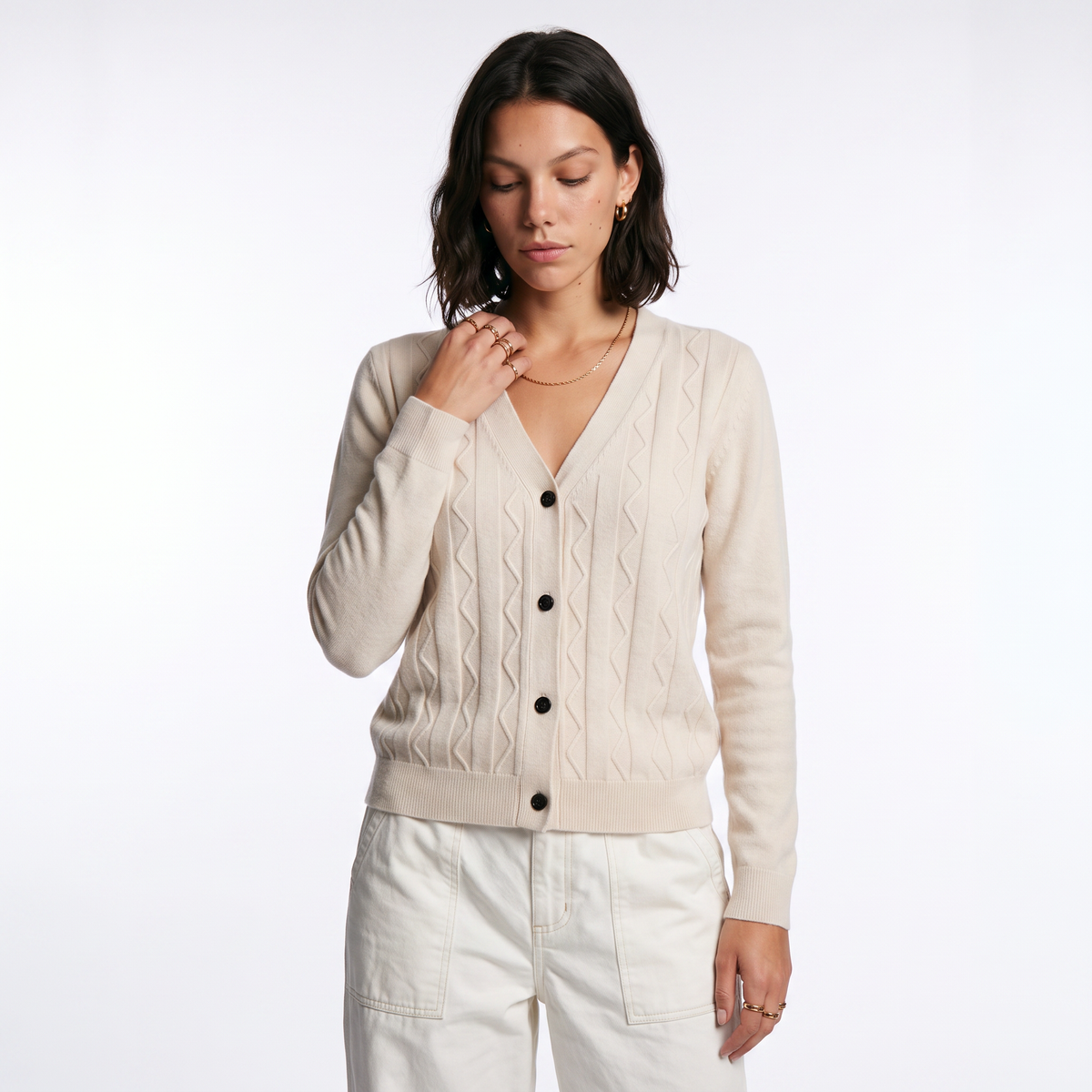 cardigan à manches longues avec fermeture boutonnée, vue avant