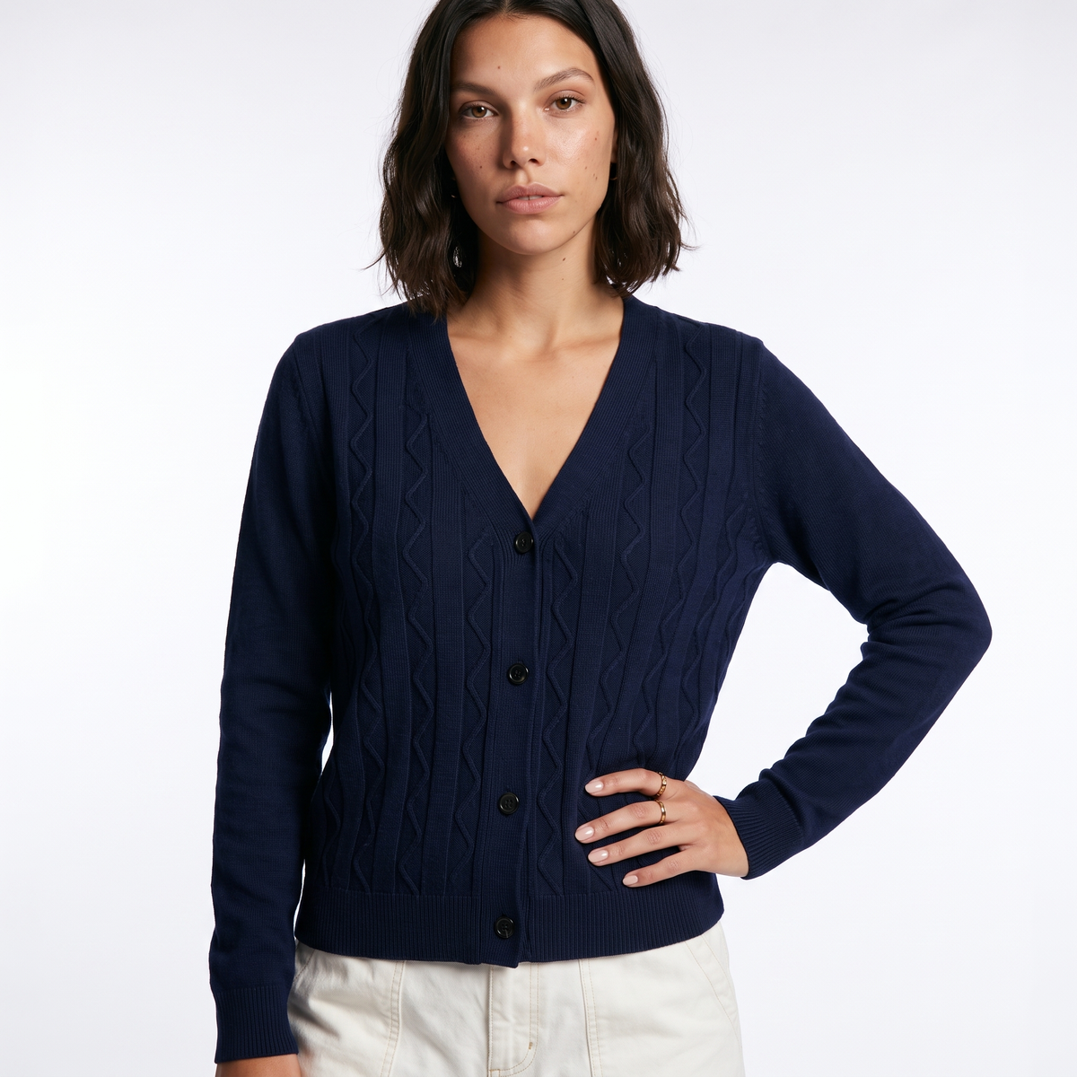 cardigan à manches longues avec poches, avec accessoires