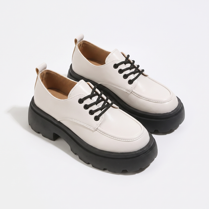 Mocassins plates-formes lacets en cuir, vue de face