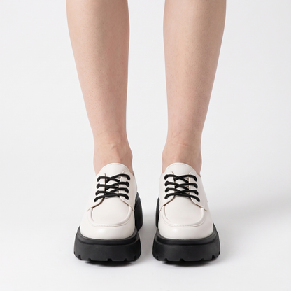 Mocassins plates-formes lacets en cuir, vue de dessus