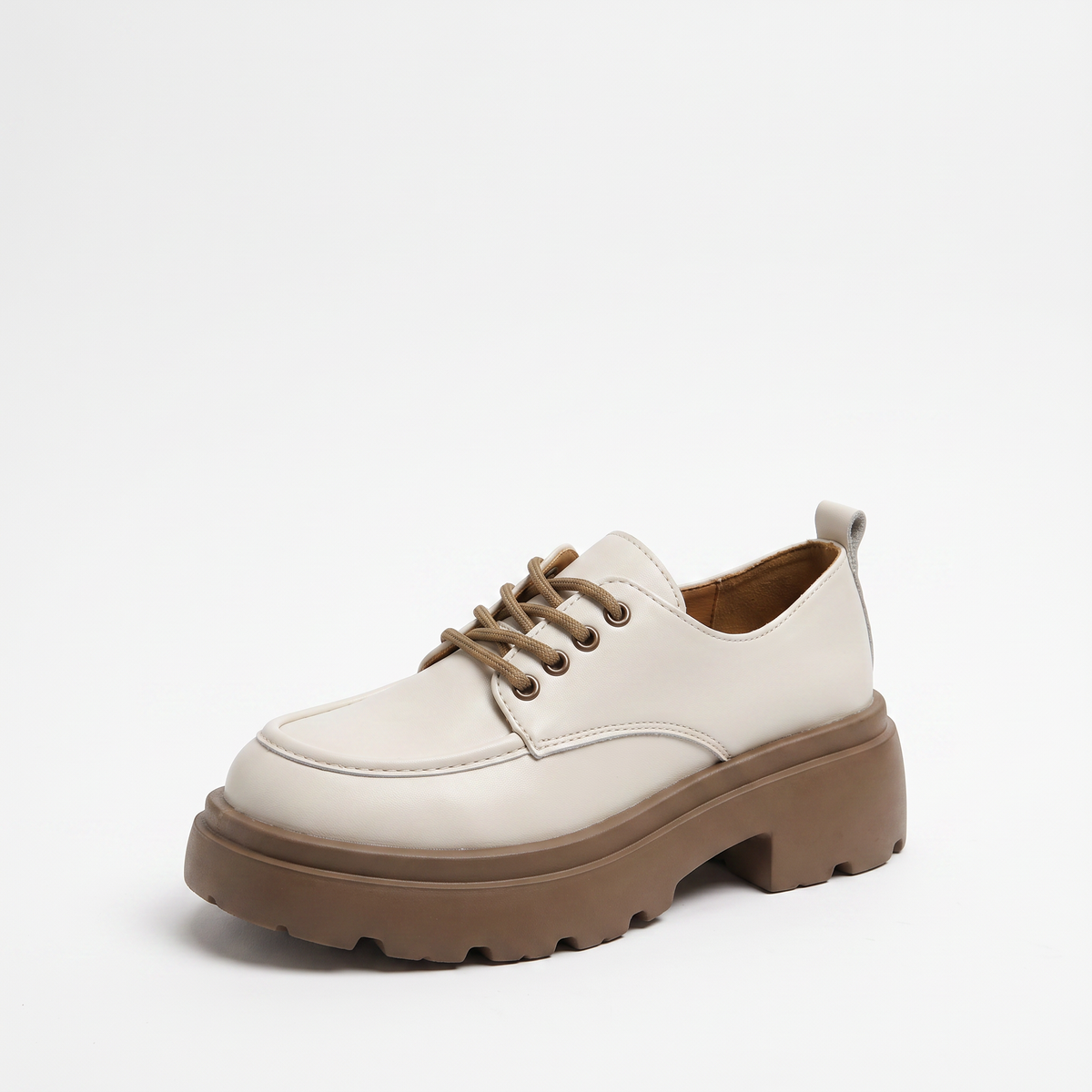 Mocassins plates-formes lacets en cuir, vue de dos
