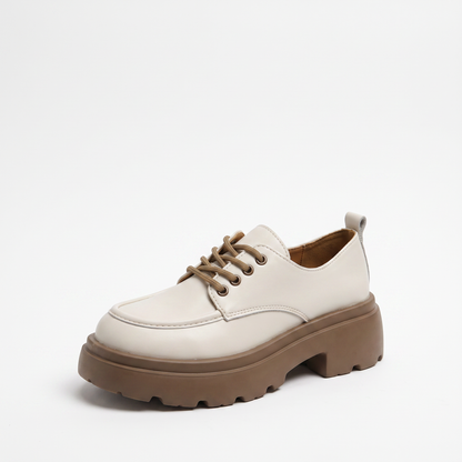 Mocassins plates-formes lacets en cuir, vue de dos