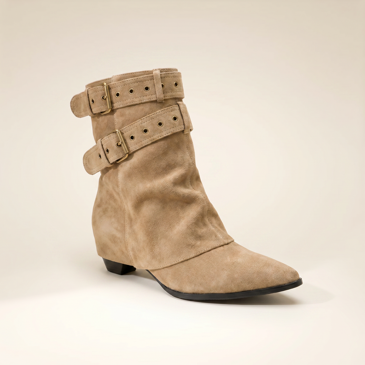 Women's Slouchy Buckle Pointed Toe Block Heel Boots – Everyday Casual Boots