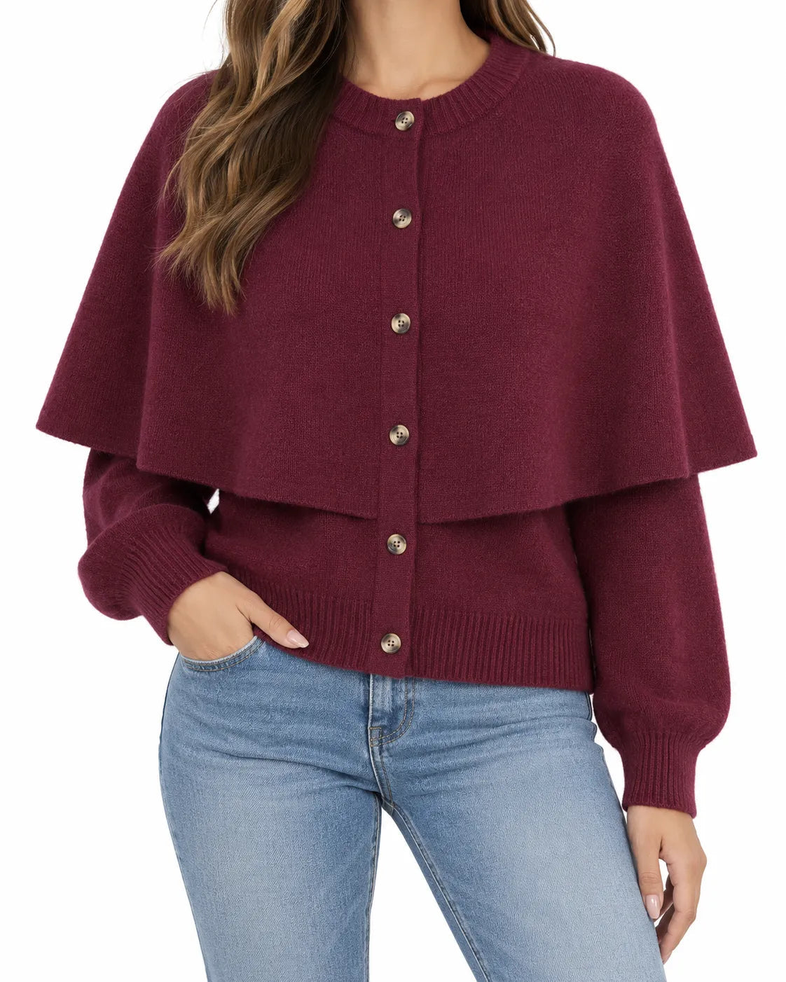cardigan cape femme, vue de profil