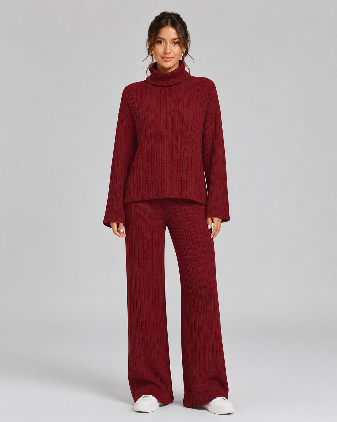 Ensemble de coordonnées tricotées pour femme, vue de face