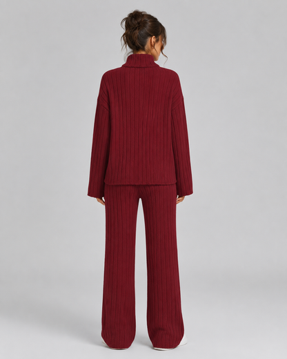 Ensemble de coordonnées tricotées pour femme, vue de dos