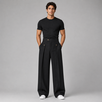 Pantalon large pour homme avec plis avant, vue arrière