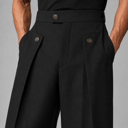 Pantalon large pour homme avec plis avant, détail de la poche