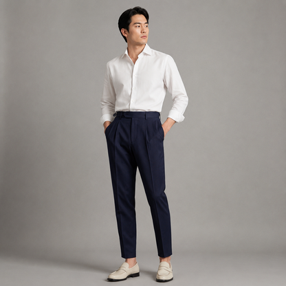 Pantalon tailleur pour homme, pli avant unique