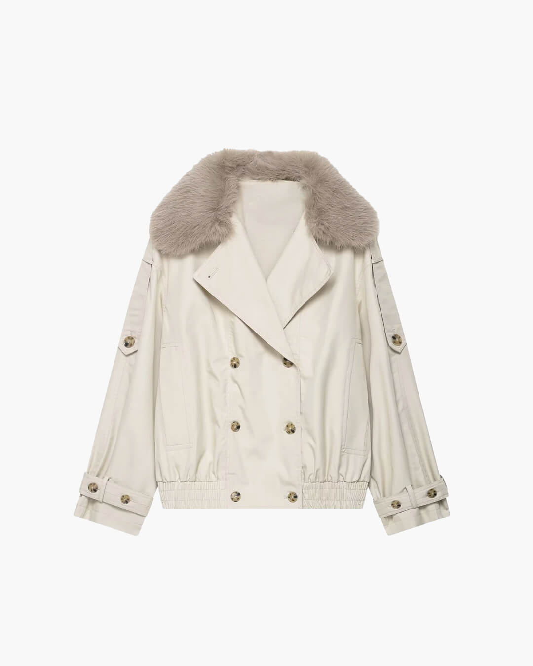 manteau trench avec col de fourrure factice, vue avant