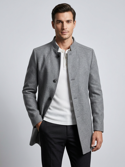 manteau long pour homme, détail de la coupe