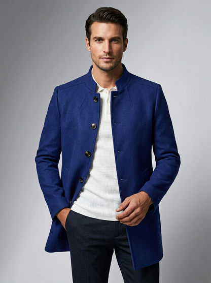 manteau long pour homme, détail de la fermeture