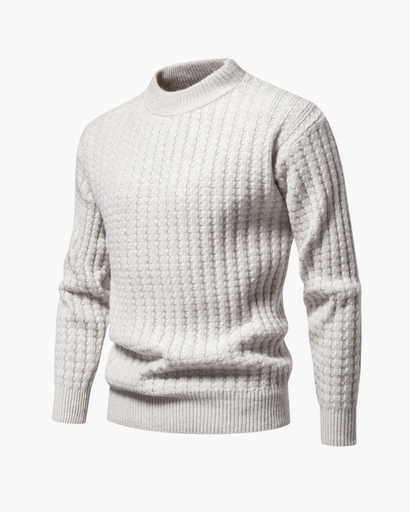 Pull homme à maille côtelée légère, col montant et confortable