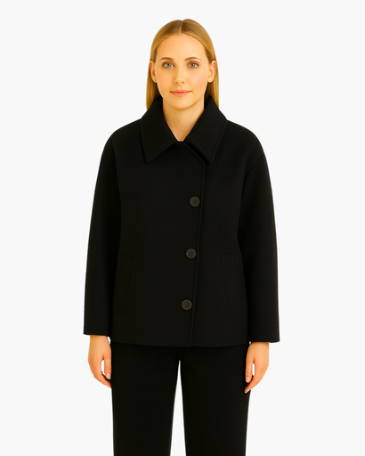 Manteau Femme Oversize en Laine Mélangée – Élégant avec Col Revers et Manches Chauve-Souris