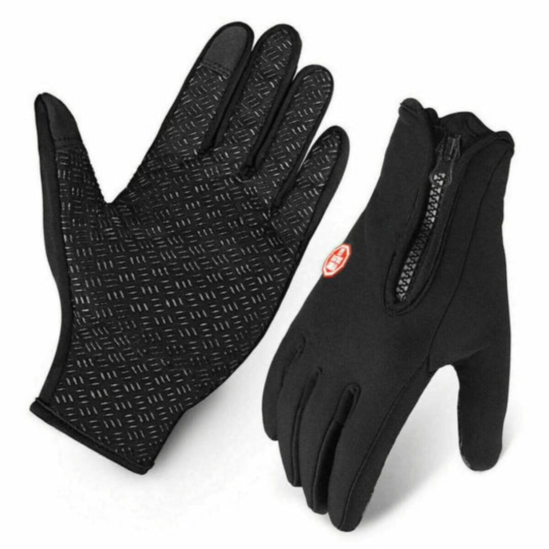 gants d'hiver imperméables noirs, bouts de doigts tactiles