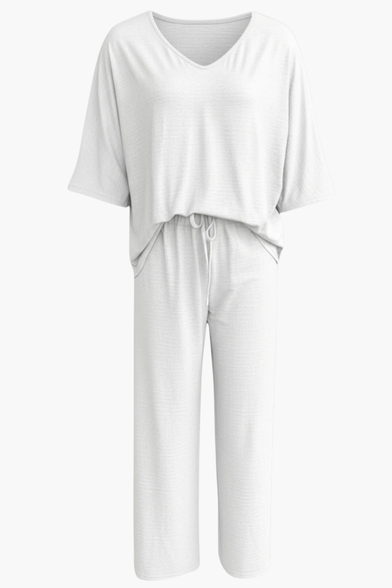 Ensemble Femme 2 Pièces Haut Col V & Pantalon Large Fluide – Tenue Élégante | Invitée de Mariage
