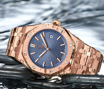 Montre Homme Élégante à Bracelet Intégré – Design Structuré & Affichage Date