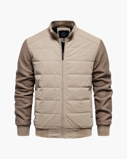 Blouson matelassé à manches texturées pour homme