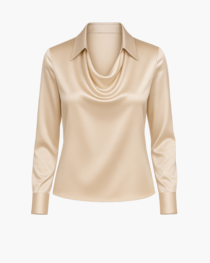Chemisier femme col bénitier à manches longues