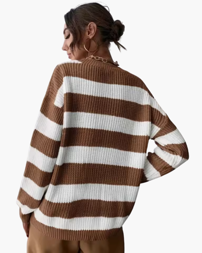 Pull Rayé Décontracté – Coupe Relax et Élégante