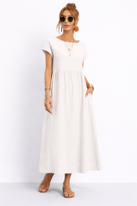 Robe Longue Femme Décontractée – Robe Fluide Avec Poches Style Minimaliste