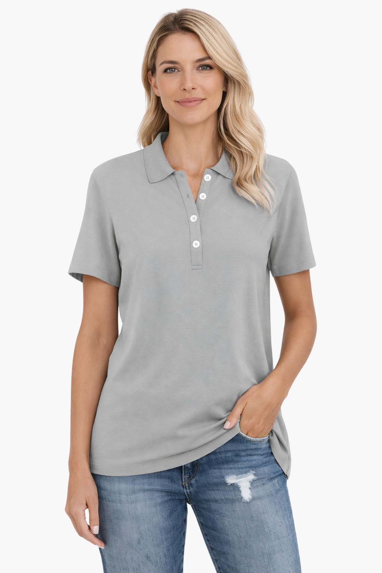 Polo Femme Manches Courtes – Haut Décontracté Élégant Avec Boutons