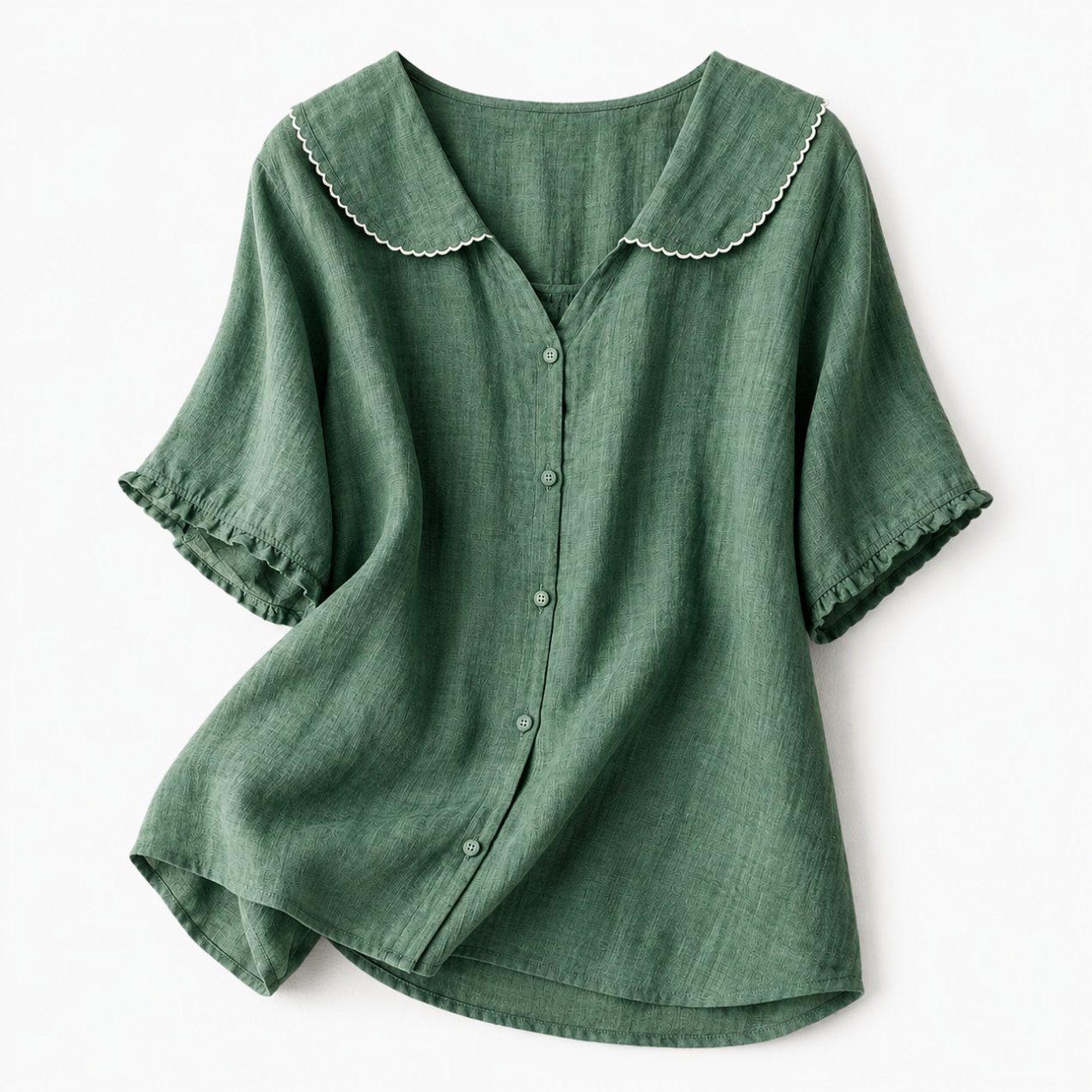 Blouse Femme Style Lin – Coupe Fluide & Col Vintage Boutonné | Blouse Respirante