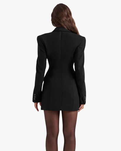 Robe Blazer Femme Noire Structurée – Coupe Élégante & Manches Longues | Bureau & Invitée Mariage
