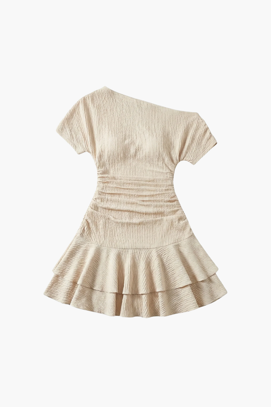 Robe Courte Femme Asymétrique – Robe Ajustée À Volants Style Élégant