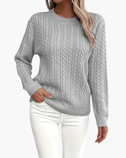 Pull femme torsadé à col rond
