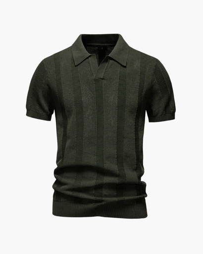 Polo homme à rayures texturées et col ouvert