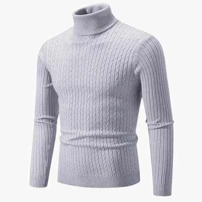 Pull Col Roulé Homme – Tricot Torsadé à Manches Longues