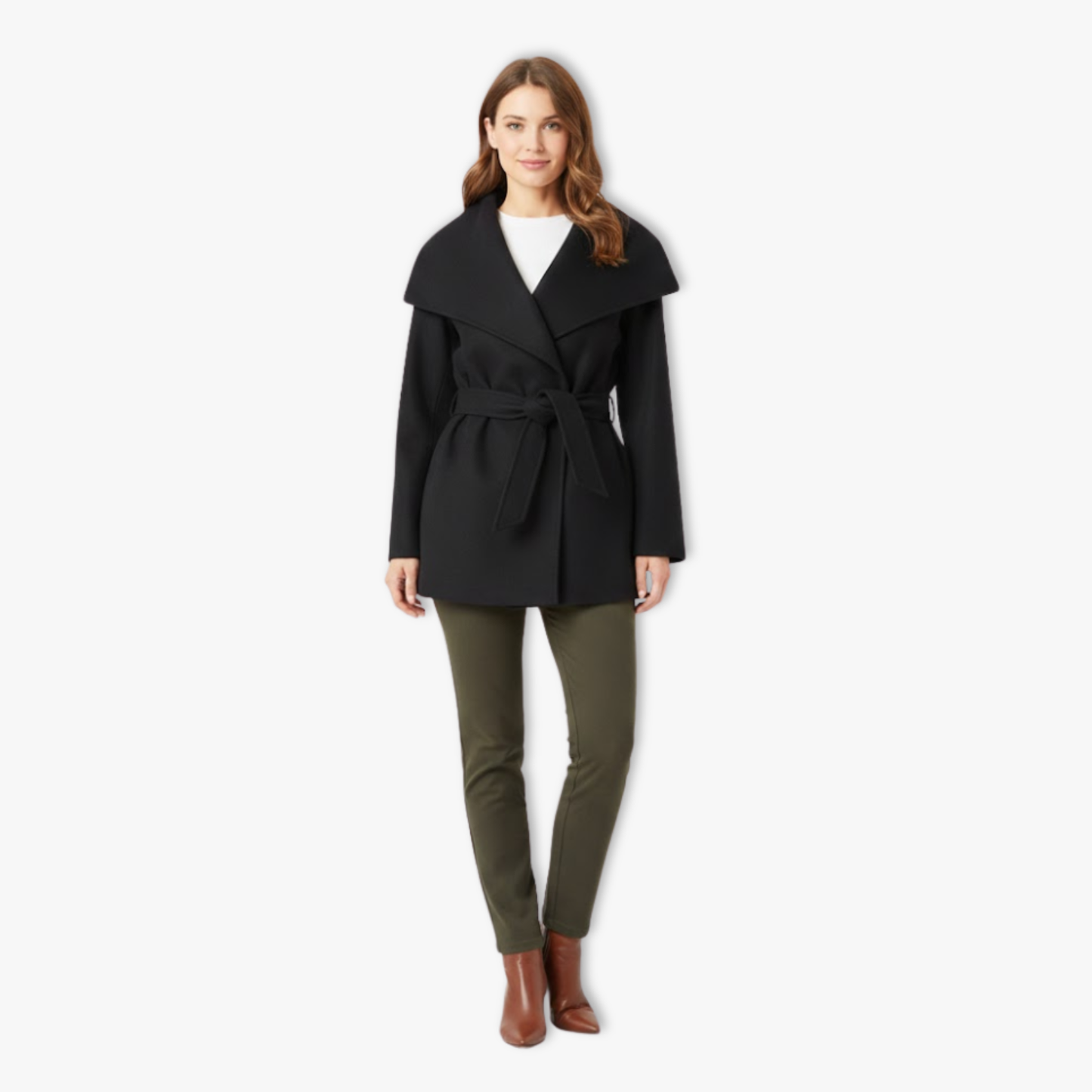 manteau femme en fausse fourrure, vue de dos