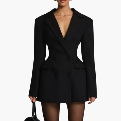 Robe Blazer Mini Femme Col Tailleur Ajustée – Élégante & Structurée | Invitée Mariage Cérémonie
